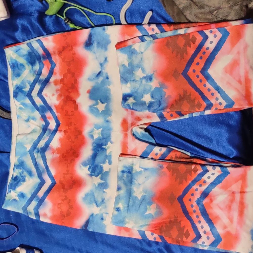 Red white and blue Capri leggings